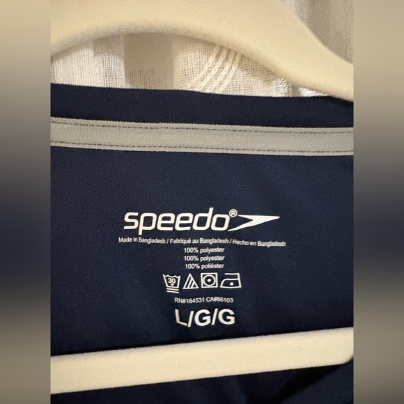 Speedo Men's UV Swim Shirt Graphic Short Sleeve Tee Shirt Dark Blue Size Large - Picture 6 of 9